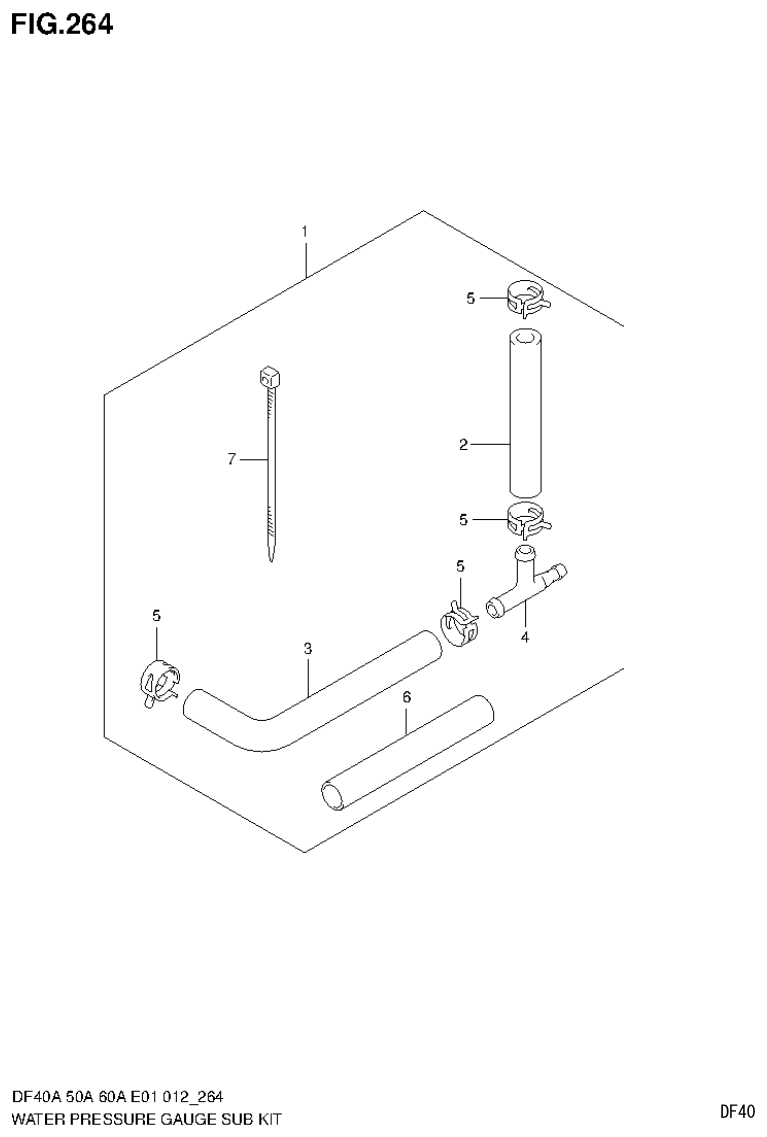 Suzuki DF40AST, DF50A, DF50ATH WATER PRESSURE GAUGE SUB KIT (DF40A E1) parts diagram